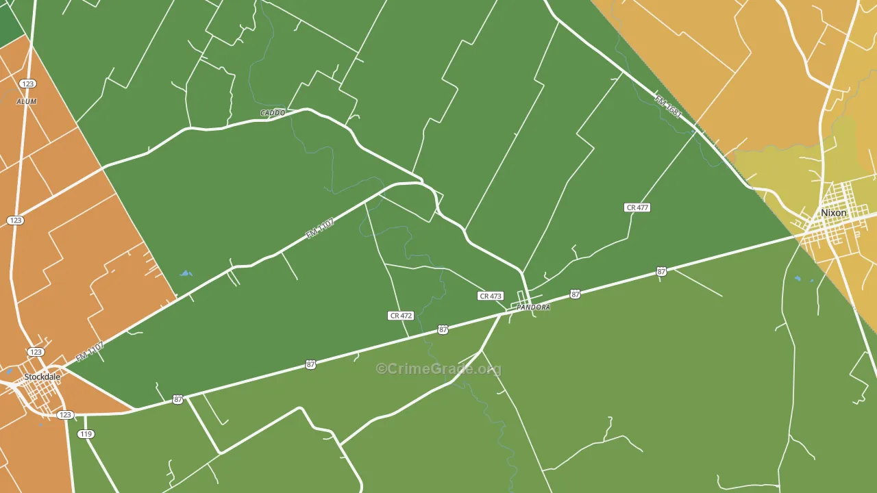 Pandora, TX Map of Drug-Related Crime Rates