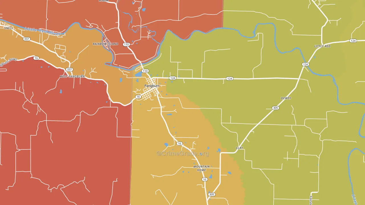 Pangburn, AR Map of Drug-Related Crime Rates