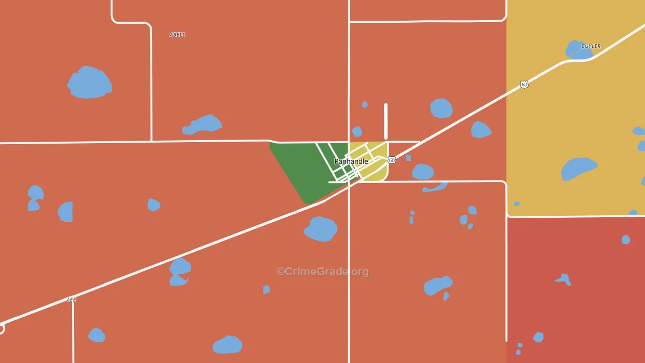 Panhandle, TX Map of Drug-Related Crime Rates