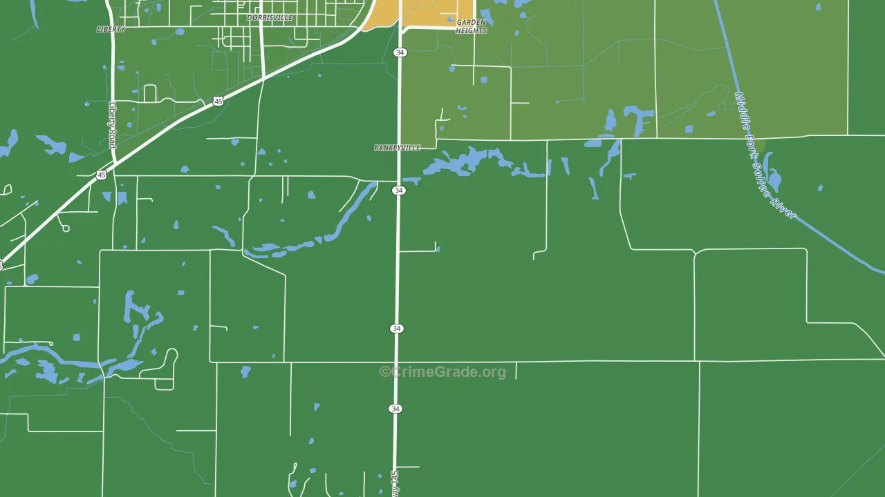 Pankeyville, IL Map of Drug-Related Crime Rates