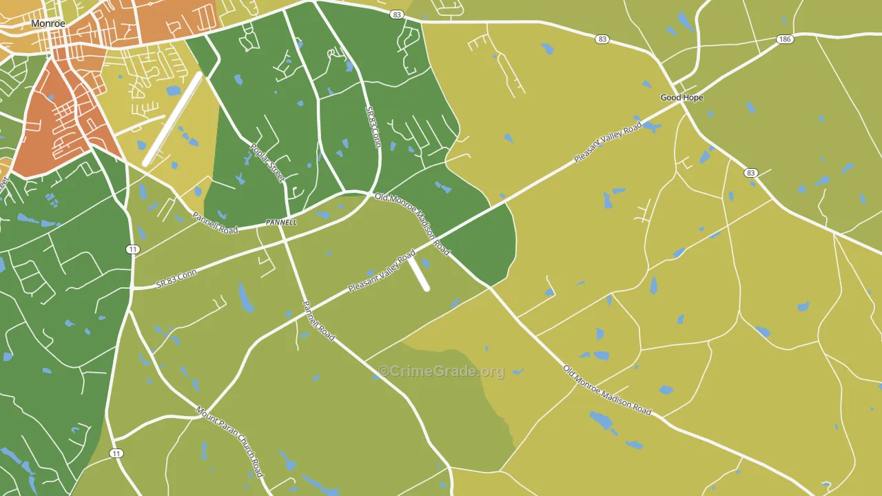 Pannell, GA Map of Drug-Related Crime Rates