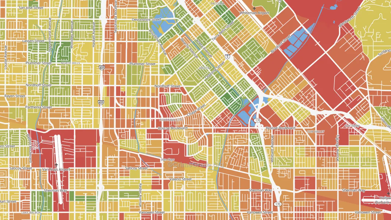 Panorama City, CA Map of Drug-Related Crime Rates
