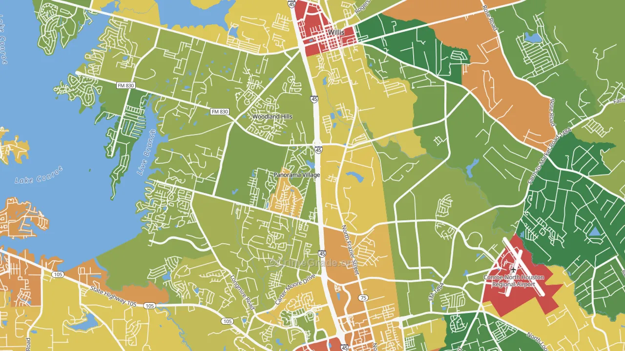 Panorama Village, TX Map of Drug-Related Crime Rates