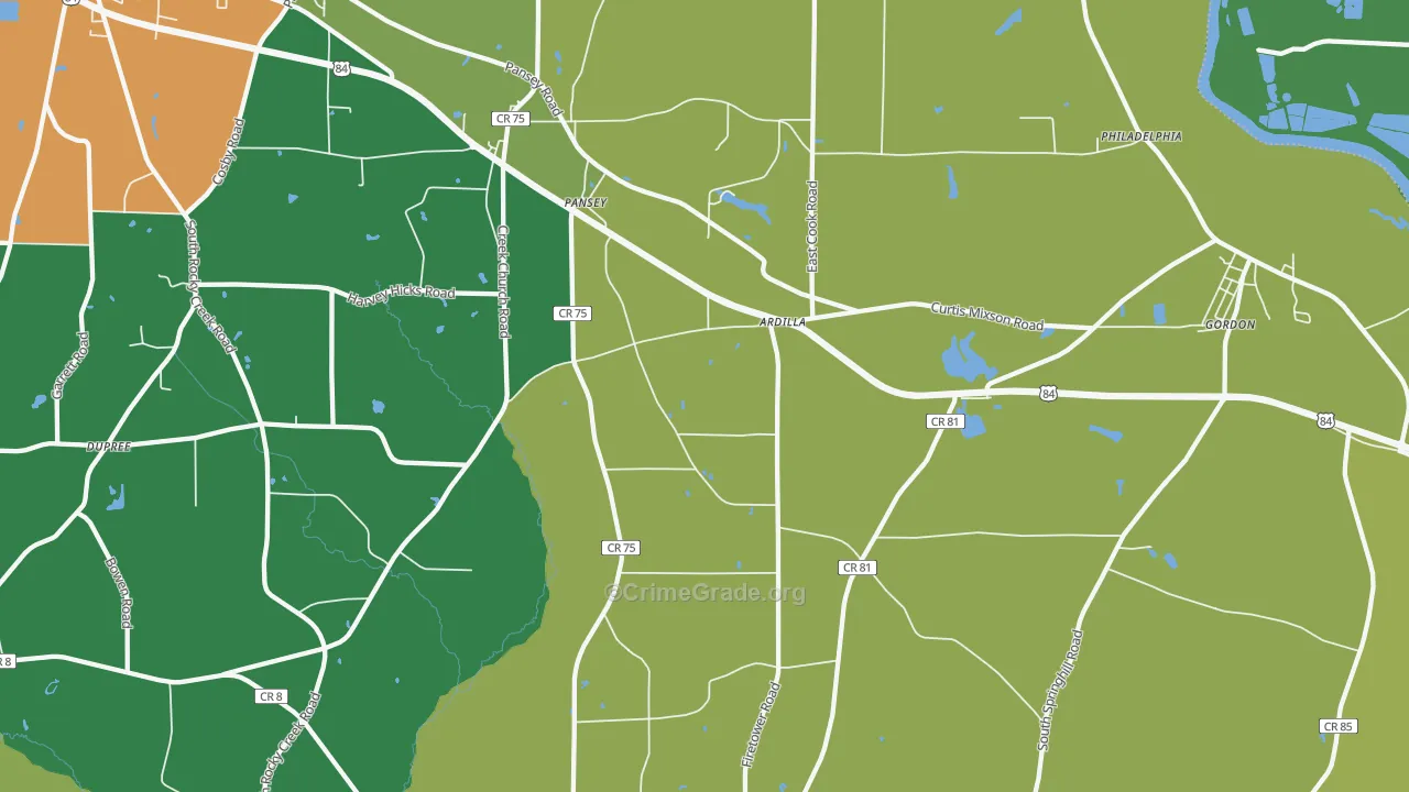 Pansey, AL Map of Drug-Related Crime Rates