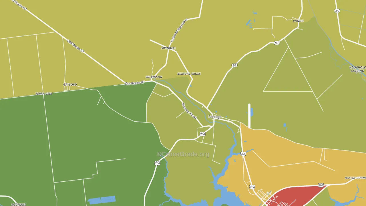 Pantego, NC Map of Drug-Related Crime Rates