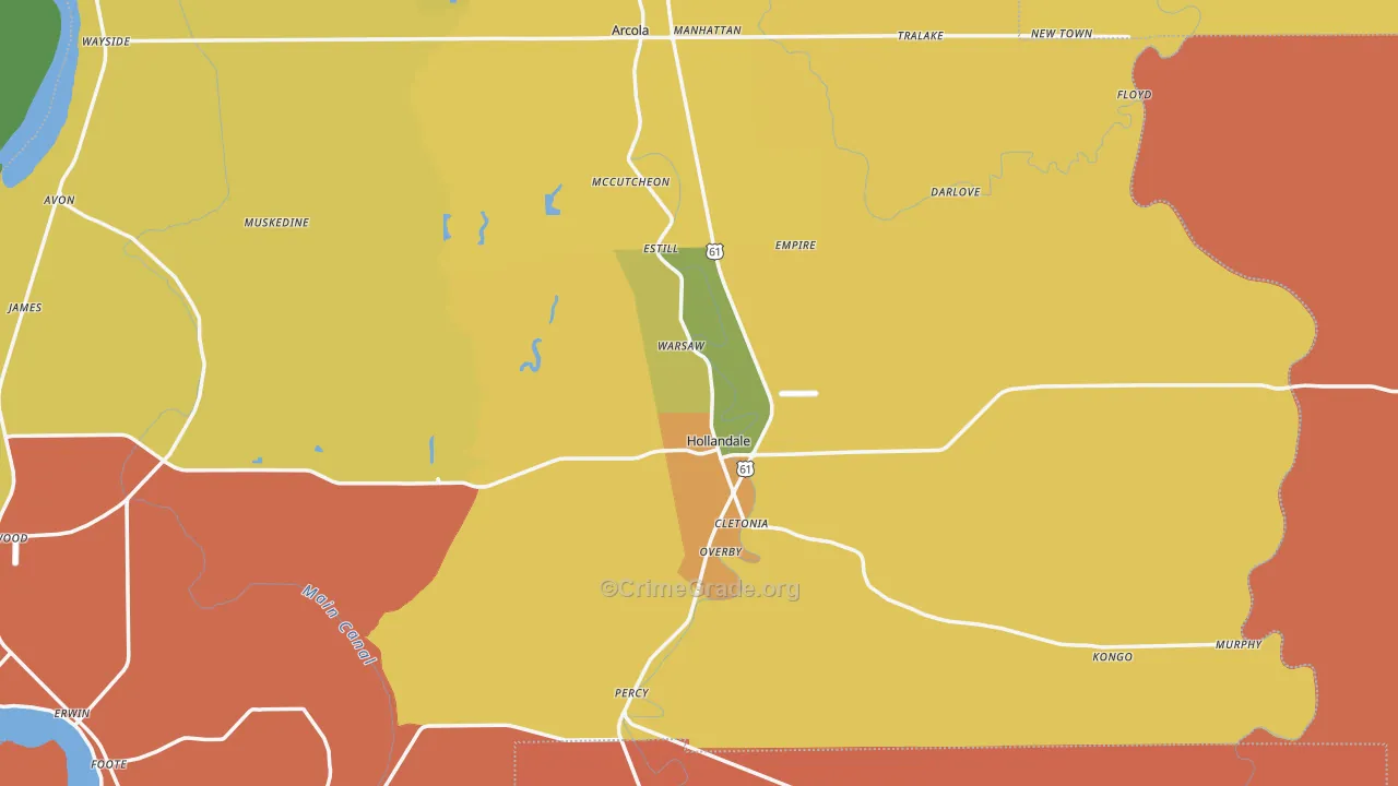 Panther Burn, MS Map of Drug-Related Crime Rates