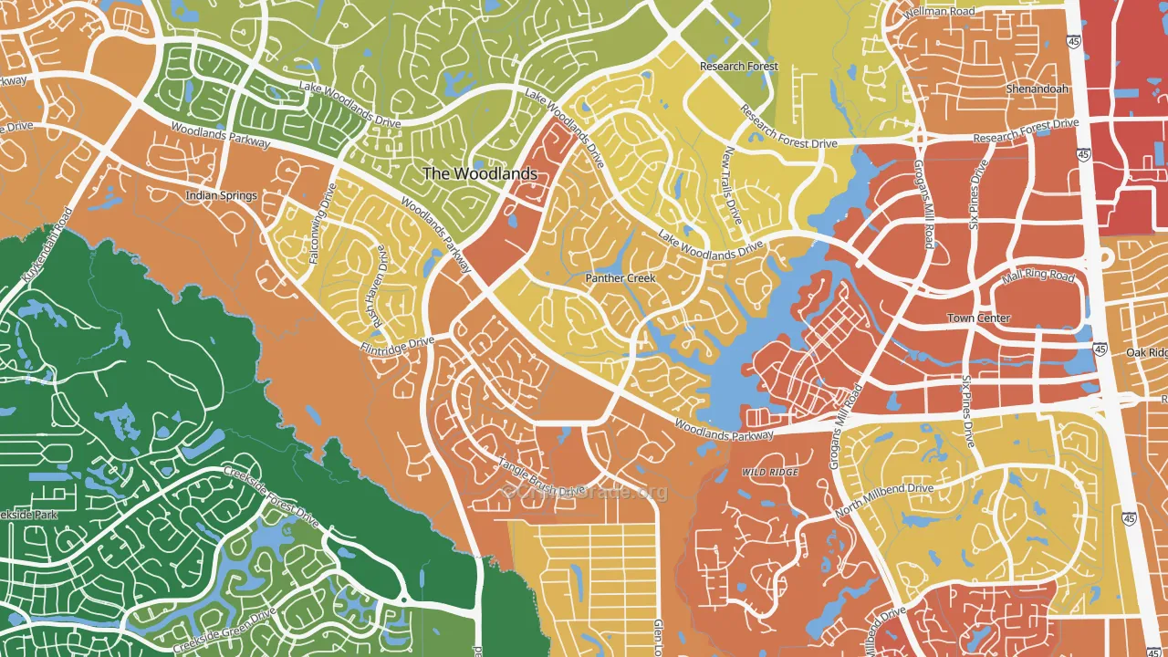 Panther Creek, The Woodlands, TX Map of Drug-Related Crime Rates
