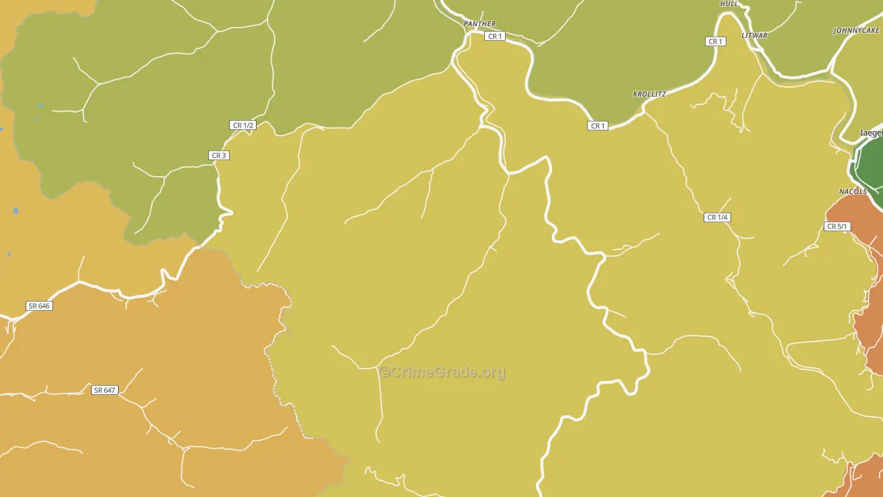 Panther, WV Map of Drug-Related Crime Rates
