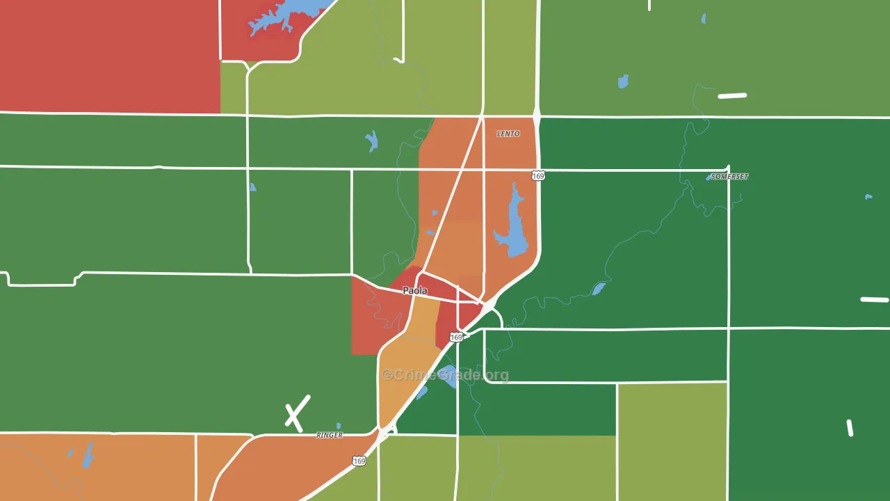 Paola, KS Map of Drug-Related Crime Rates
