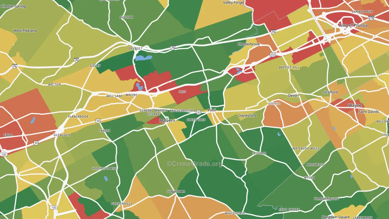 Paoli, PA Map of Drug-Related Crime Rates