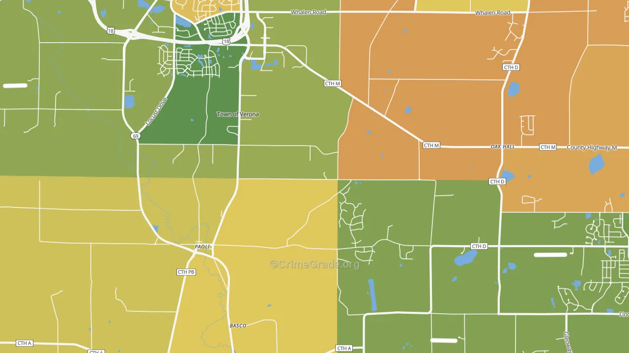 Paoli, WI Map of Drug-Related Crime Rates