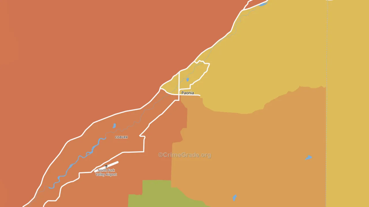 Paonia, CO Map of Drug-Related Crime Rates