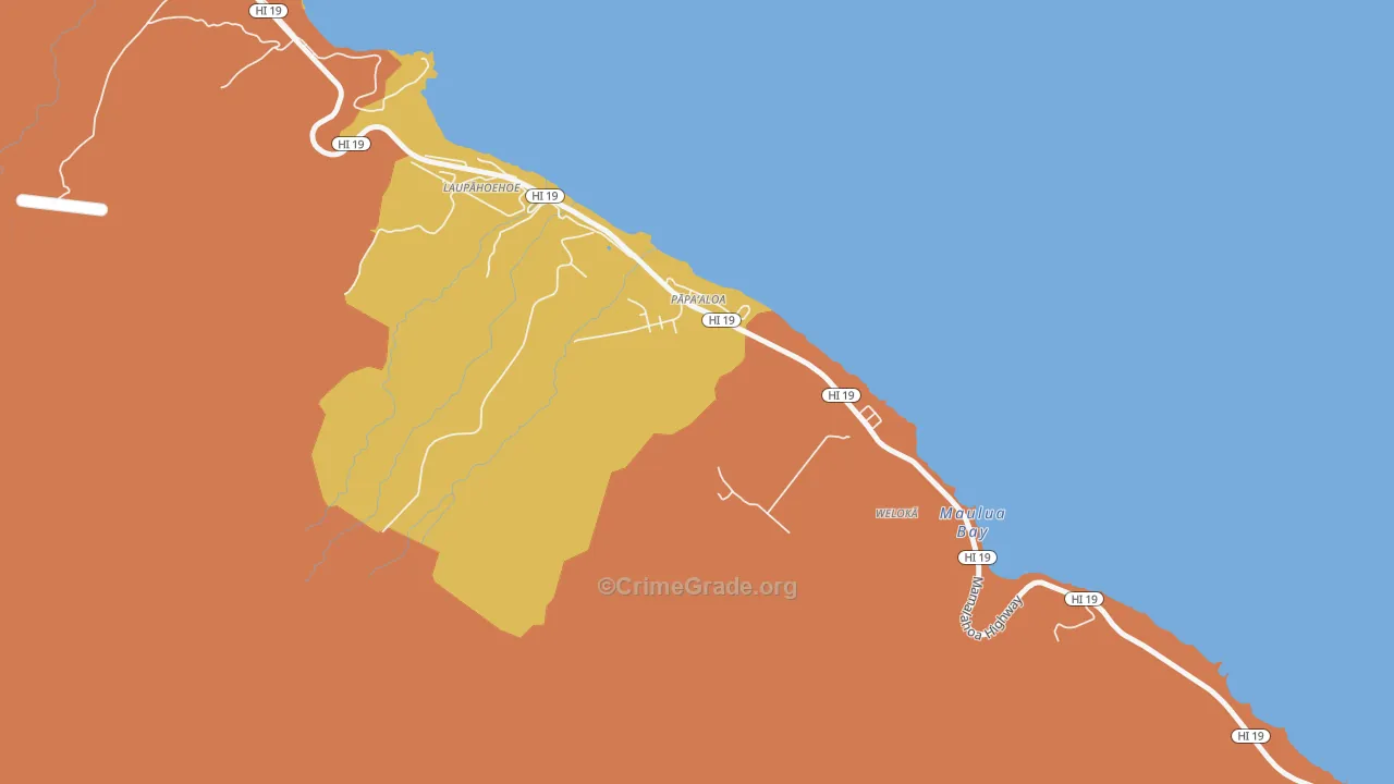 Papaaloa, HI Map of Drug-Related Crime Rates