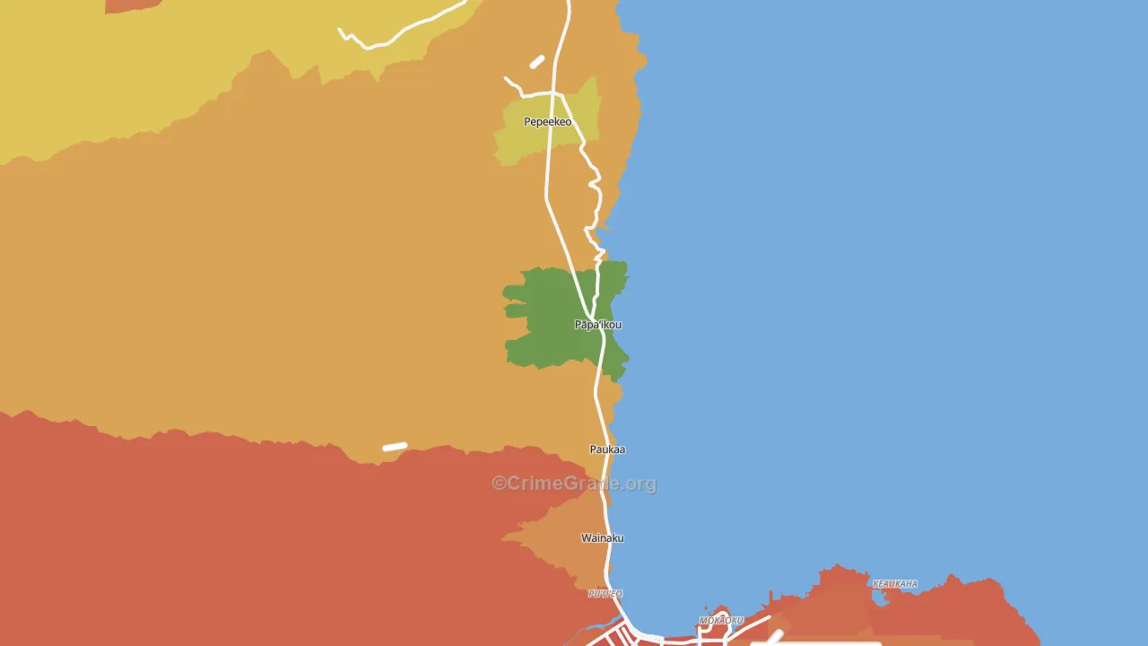 Papaikou, HI Map of Drug-Related Crime Rates