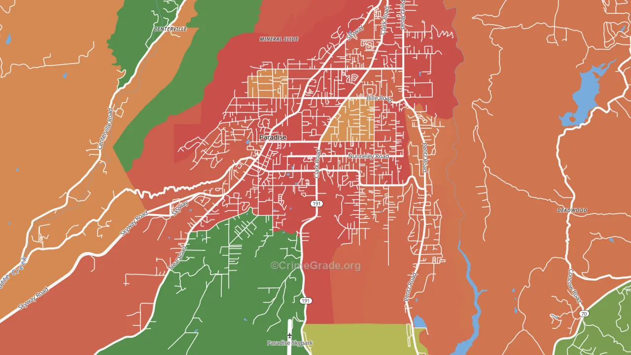 Paradise, CA Map of Drug-Related Crime Rates