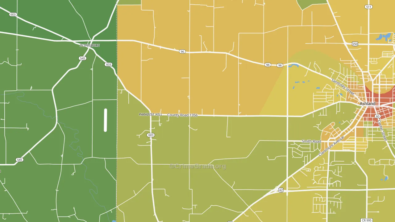 Paradise Hill, OH Map of Drug-Related Crime Rates