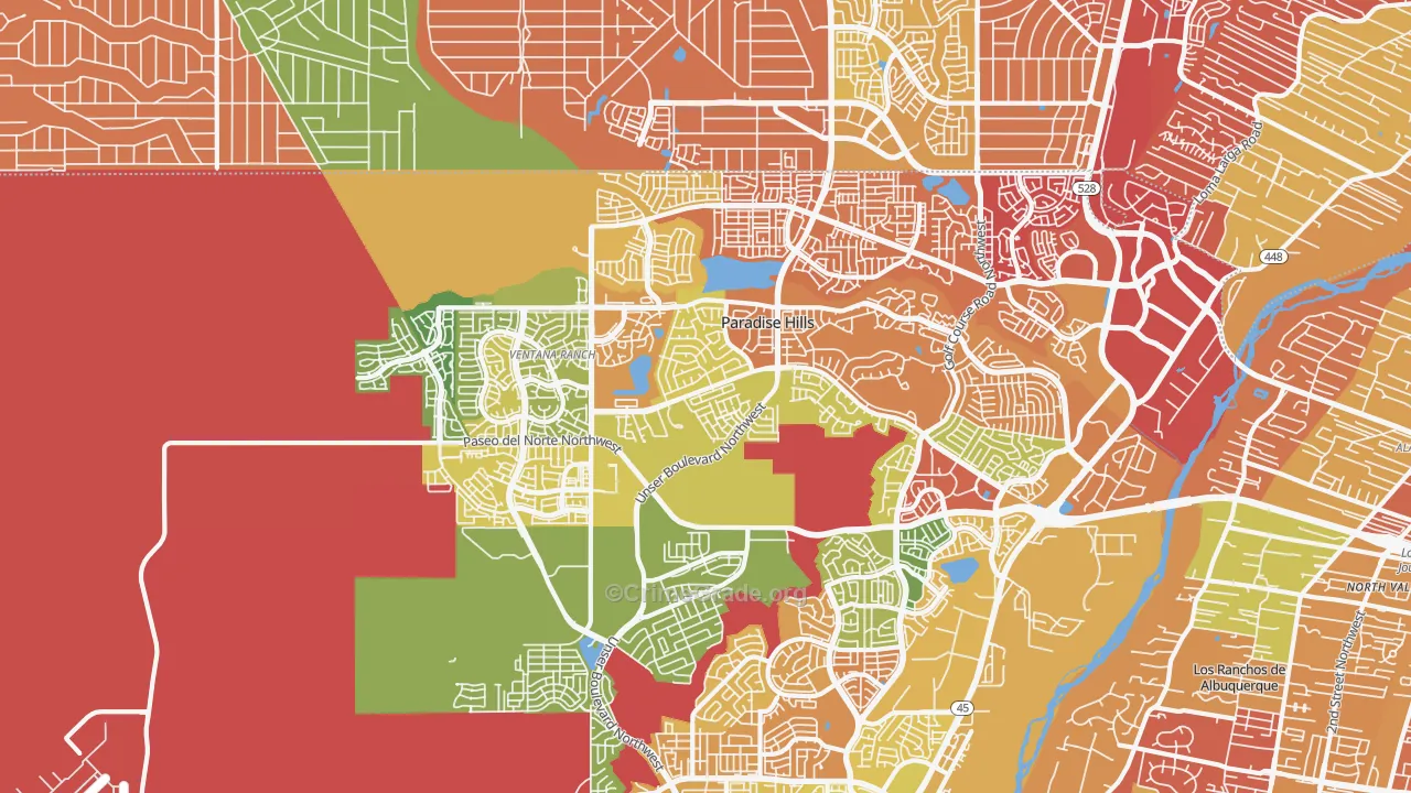 Paradise Hills, NM Map of Drug-Related Crime Rates