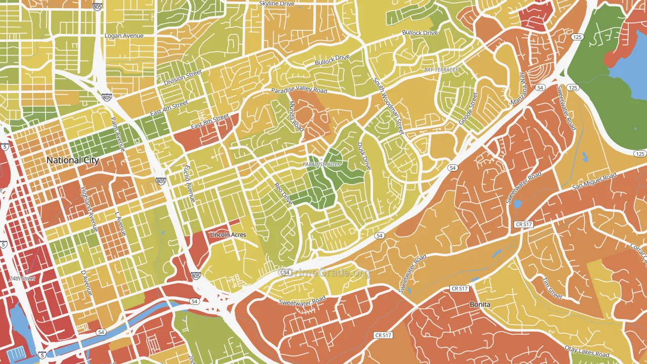 Paradise Hills, San Diego, CA Map of Drug-Related Crime Rates