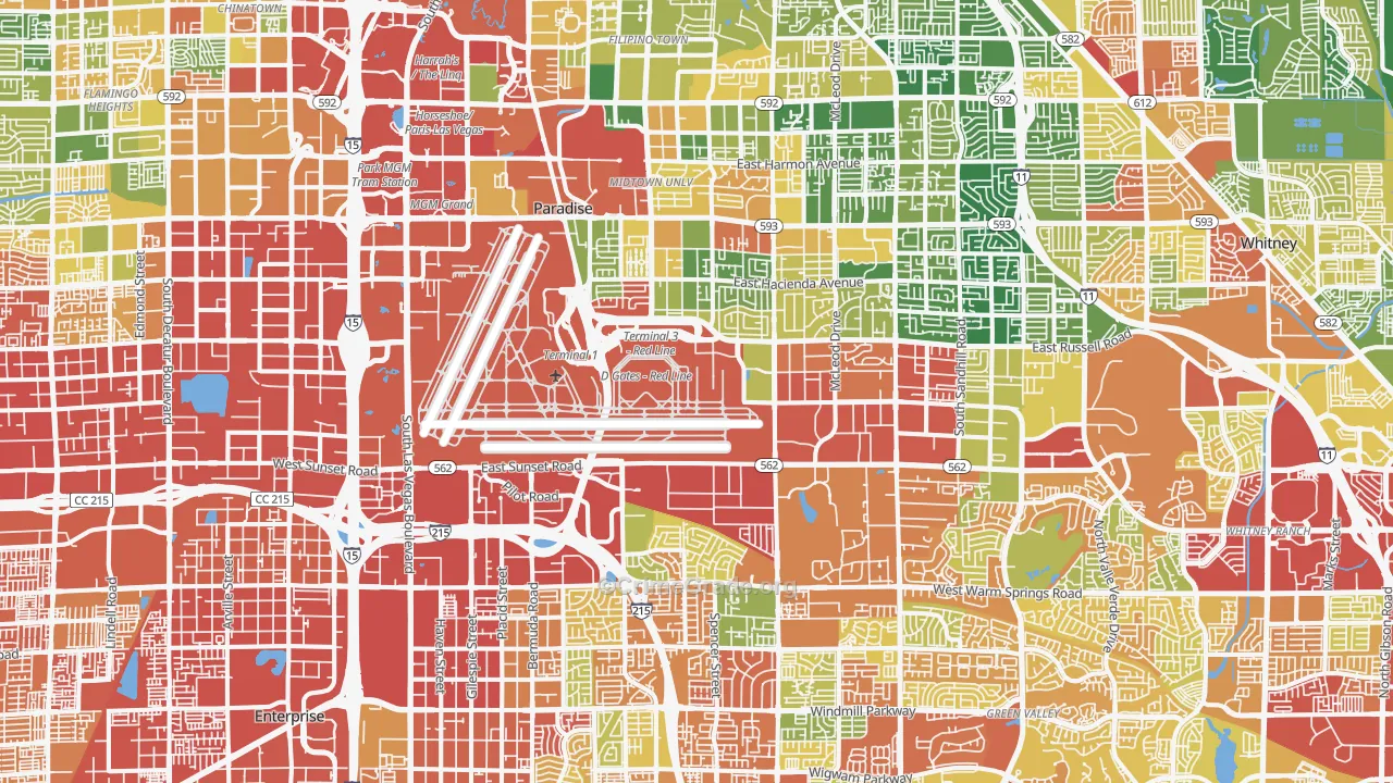 Paradise, Las Vegas, NV Map of Drug-Related Crime Rates