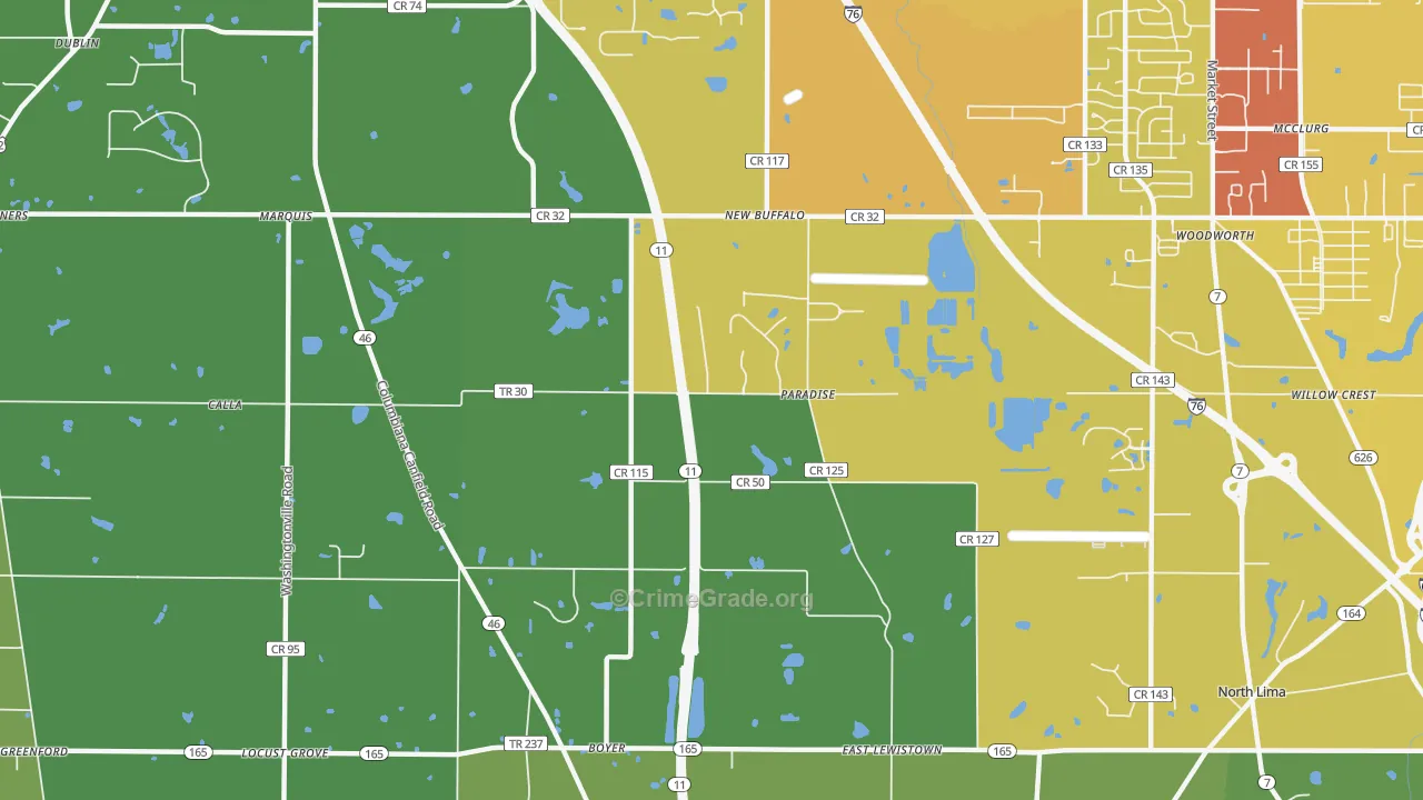 Paradise, OH Map of Drug-Related Crime Rates