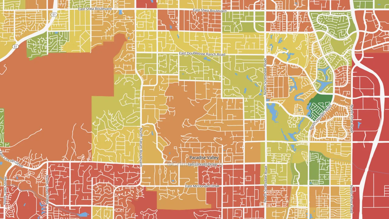 Paradise Valley, AZ Map of Drug-Related Crime Rates