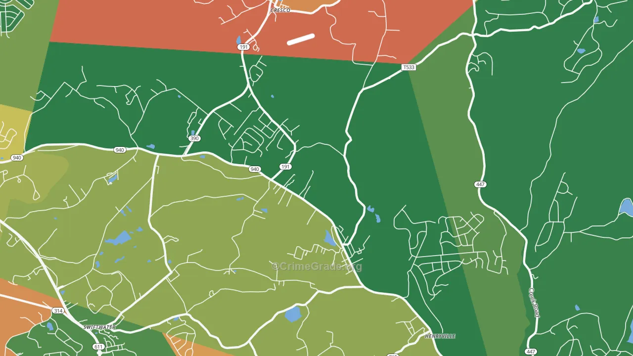Paradise Valley, PA Map of Drug-Related Crime Rates
