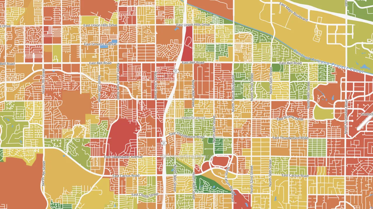 Paradise Valley, Phoenix, AZ Map of Drug-Related Crime Rates