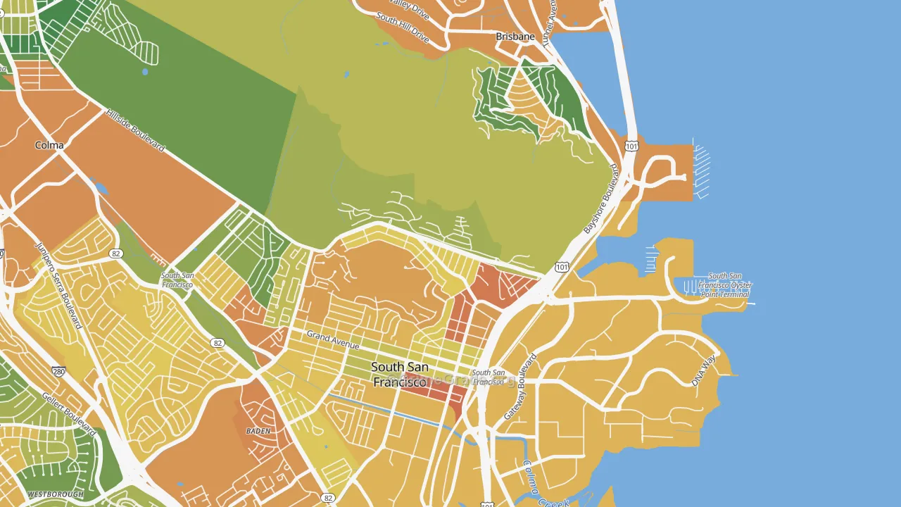Paradise Valley, South San Francisco, CA Map of Drug-Related Crime Rates