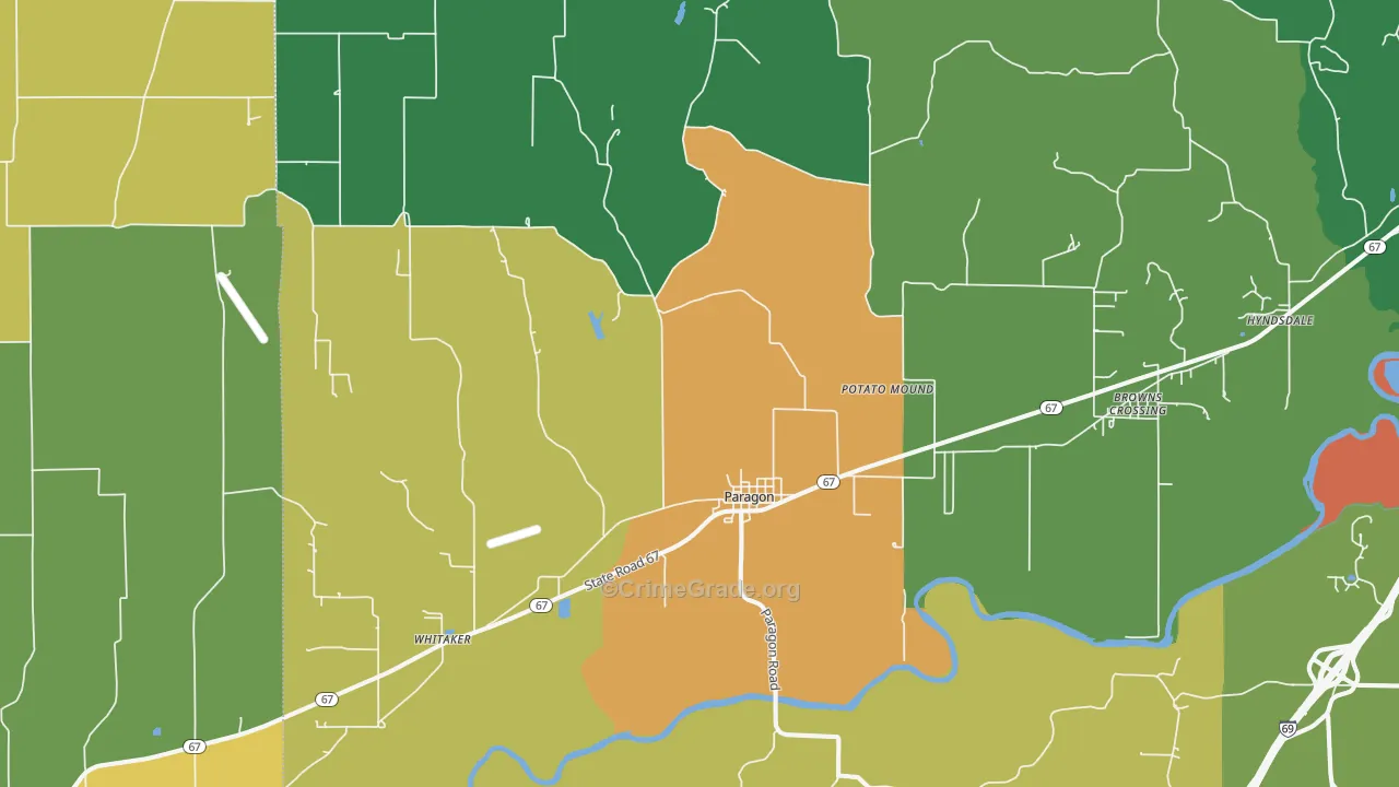 Paragon, IN Map of Drug-Related Crime Rates