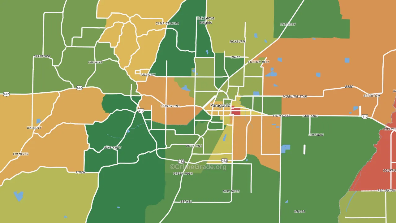 Paragould, AR Map of Drug-Related Crime Rates