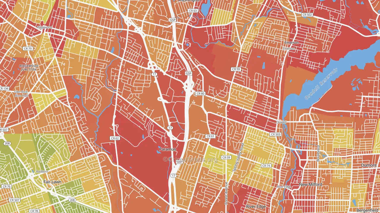 Paramus, NJ Map of Drug-Related Crime Rates