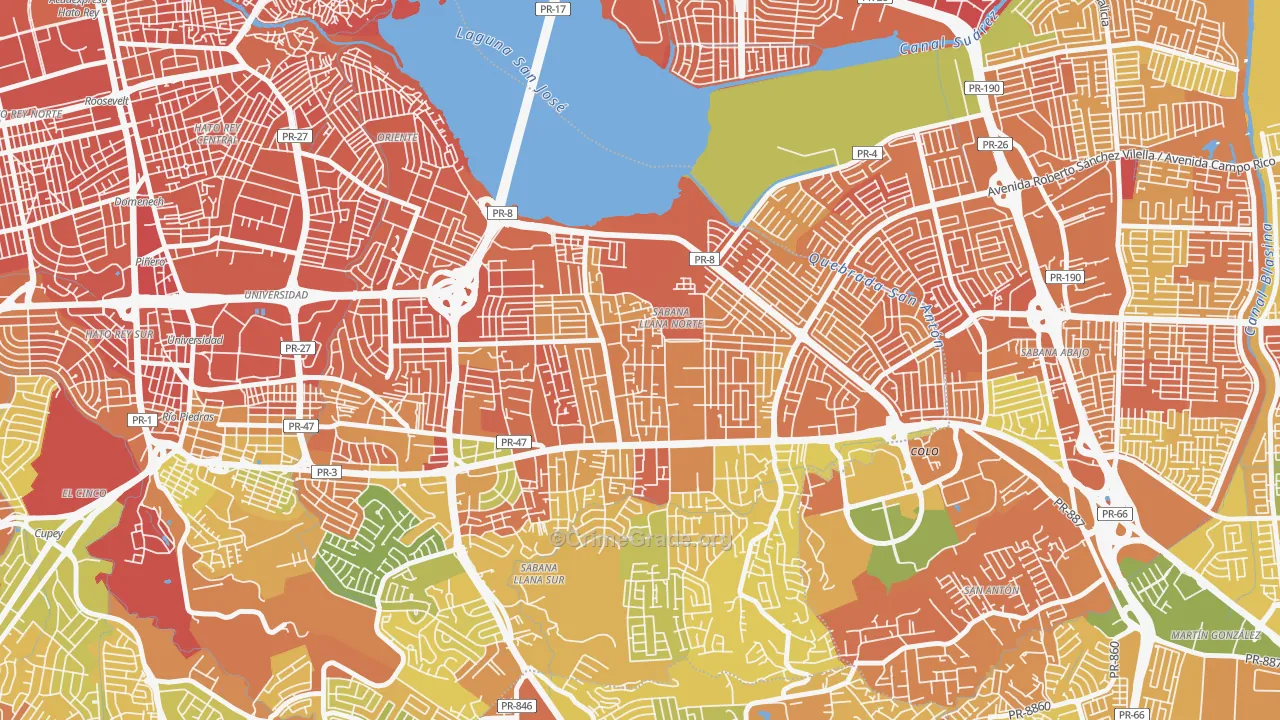 Parcelas Falu, San Juan, PR Map of Drug-Related Crime Rates