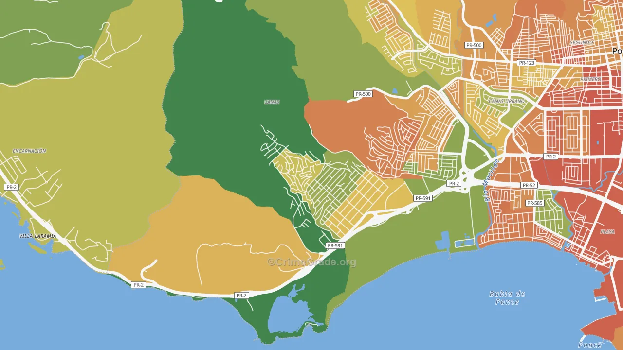 Parcelas Nueva Vida, Ponce, PR Map of Drug-Related Crime Rates