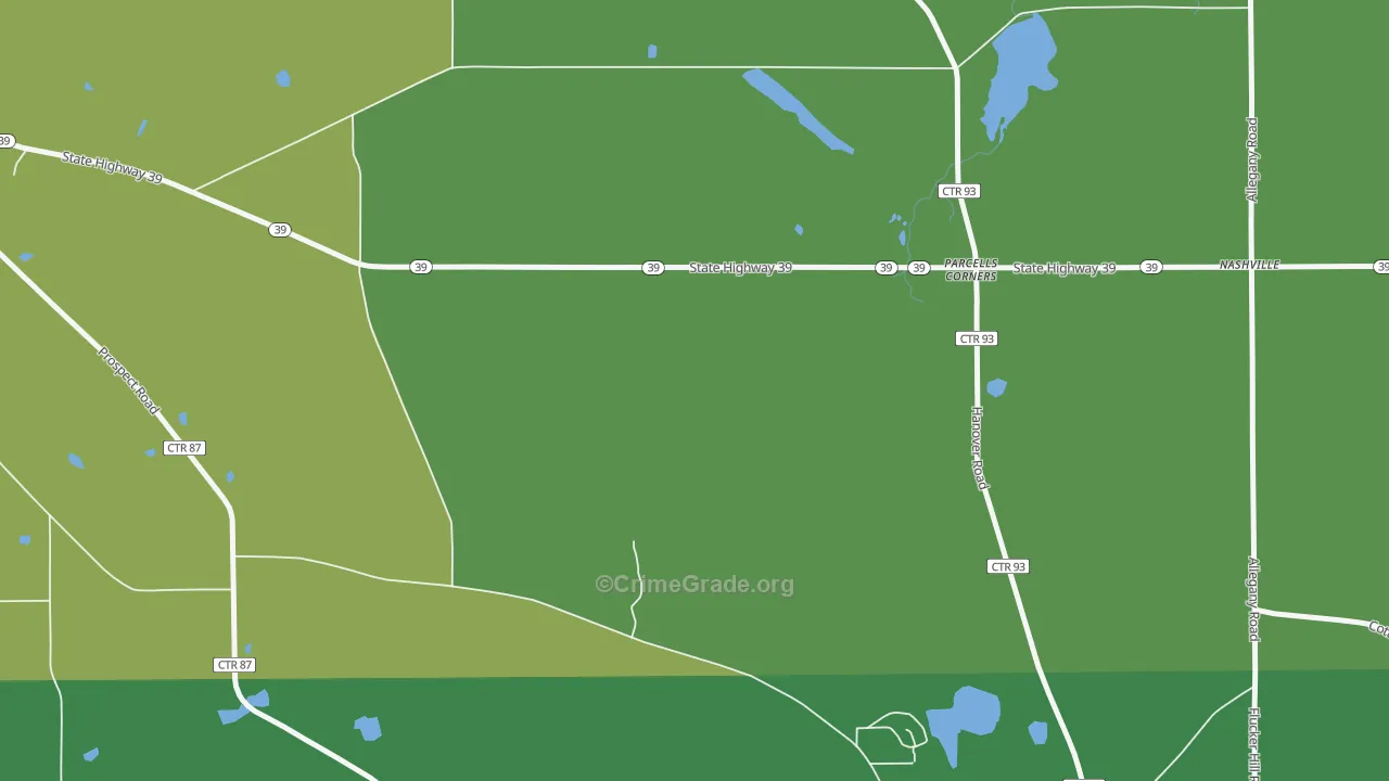 Parcells Corner, NY Map of Drug-Related Crime Rates