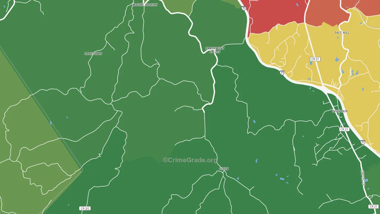 Parchment Valley, WV Map of Drug-Related Crime Rates