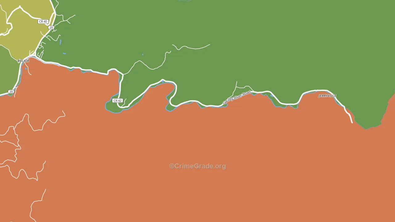 Parcoal, WV Map of Drug-Related Crime Rates