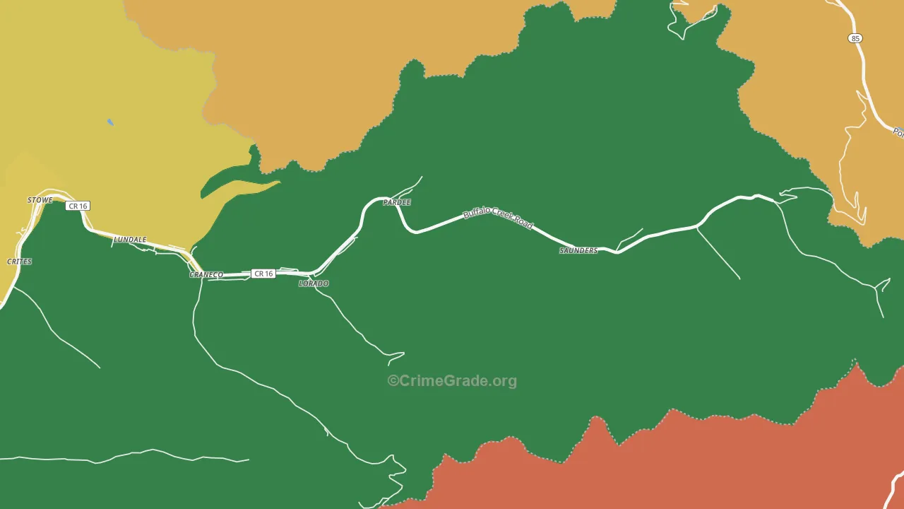 Pardee, WV Map of Drug-Related Crime Rates