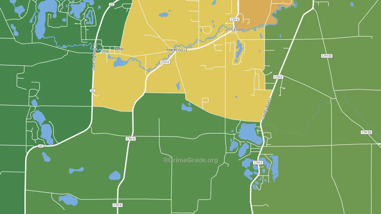 Parfreyville, WI Map of Drug-Related Crime Rates
