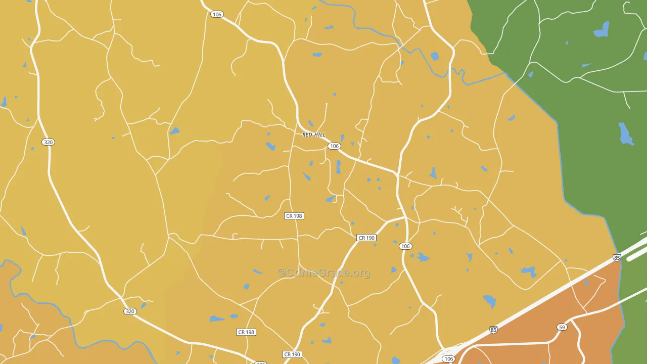 Parhams, GA Map of Drug-Related Crime Rates