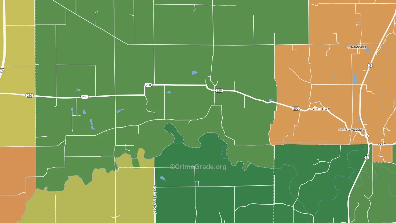Paris Crossing, IN Map of Drug-Related Crime Rates