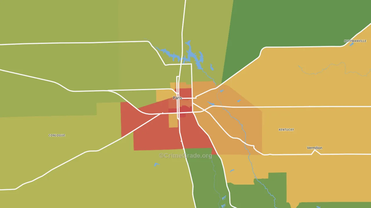 Paris, IL Map of Drug-Related Crime Rates