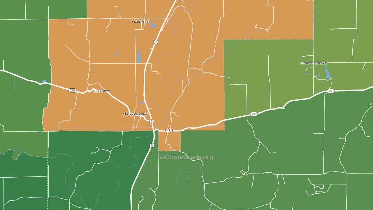 Paris, IN Map of Drug-Related Crime Rates