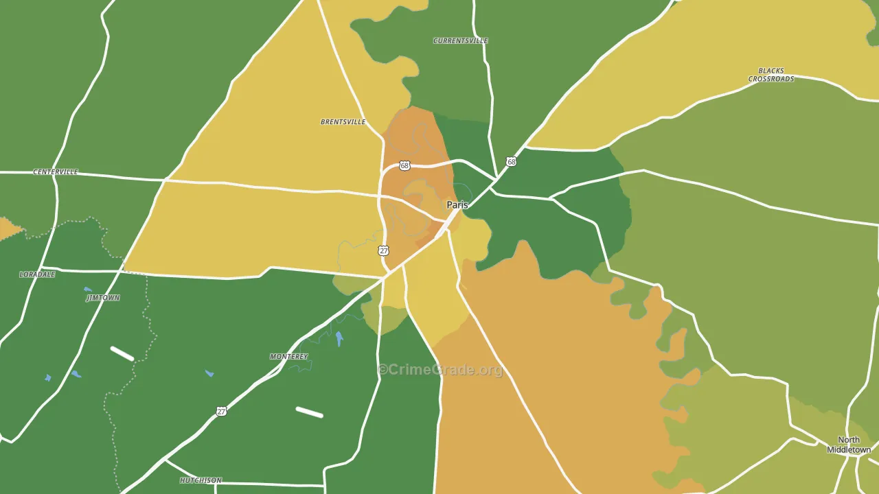 Paris, KY Map of Drug-Related Crime Rates
