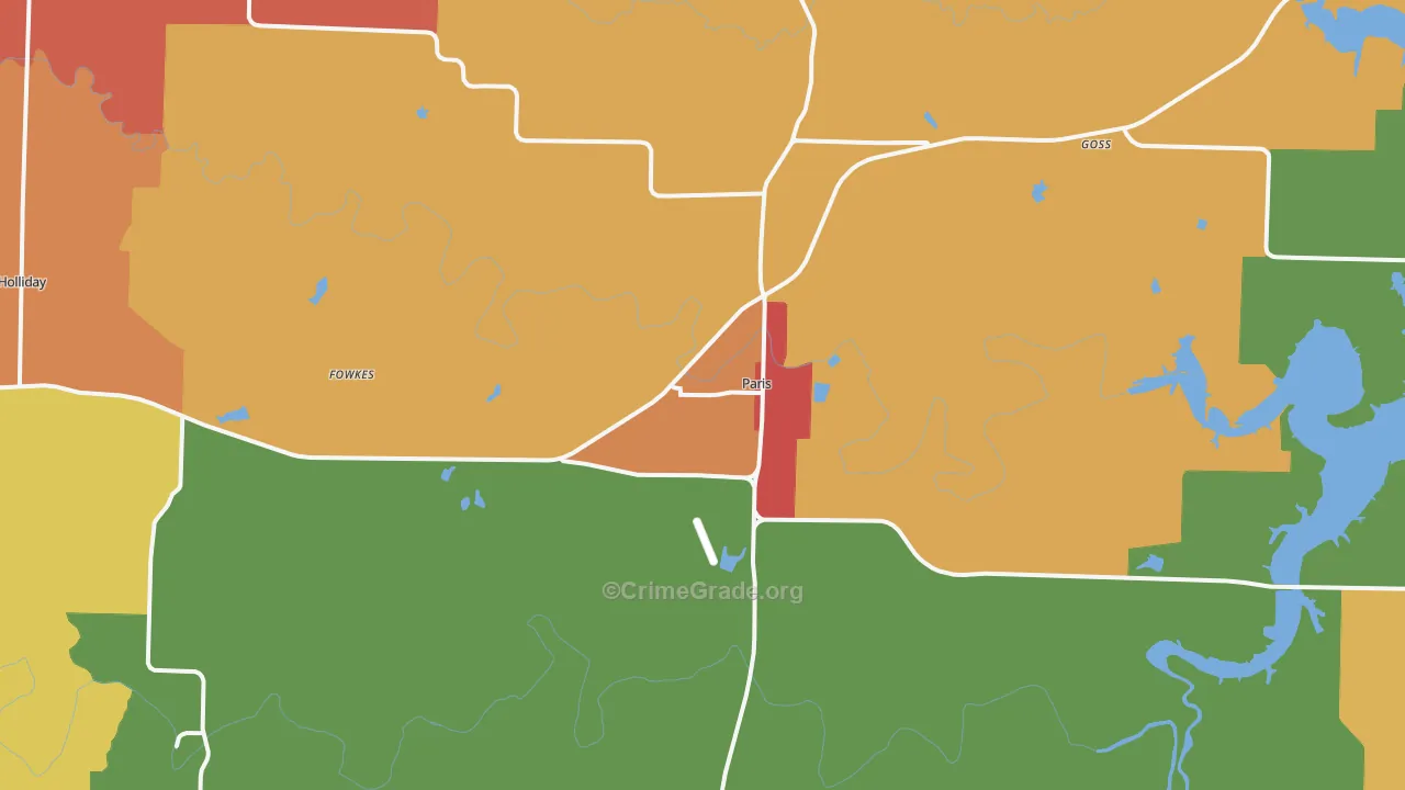Paris, MO Map of Drug-Related Crime Rates