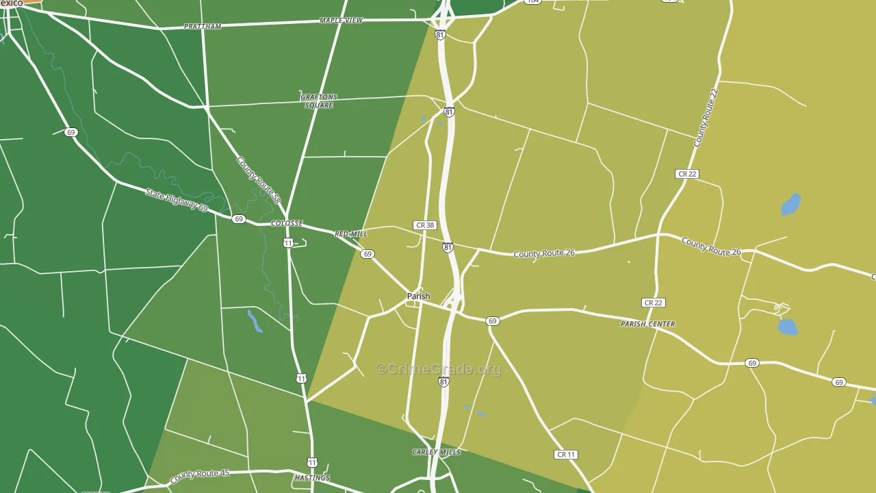 Parish, NY Map of Drug-Related Crime Rates