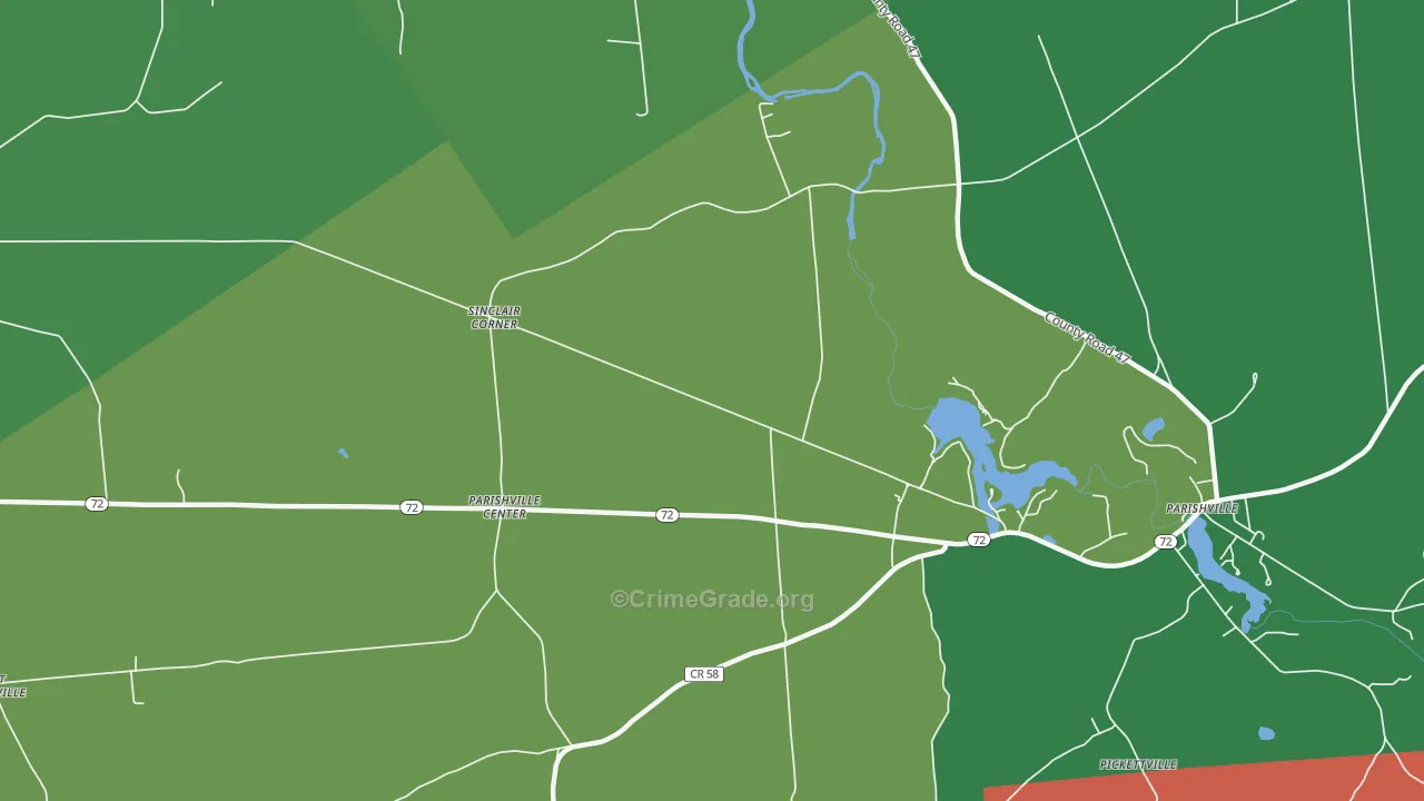 Parishville Center, NY Map of Drug-Related Crime Rates