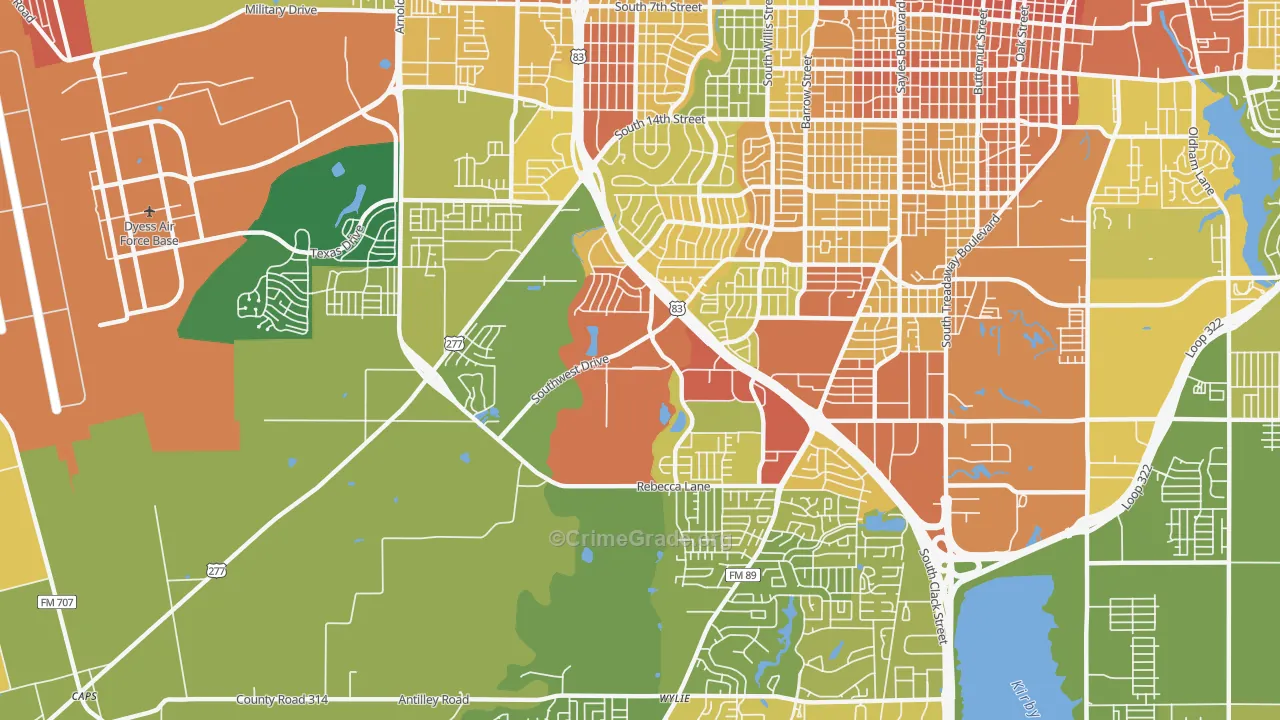 Park Central Area, Abilene, TX Map of Drug-Related Crime Rates
