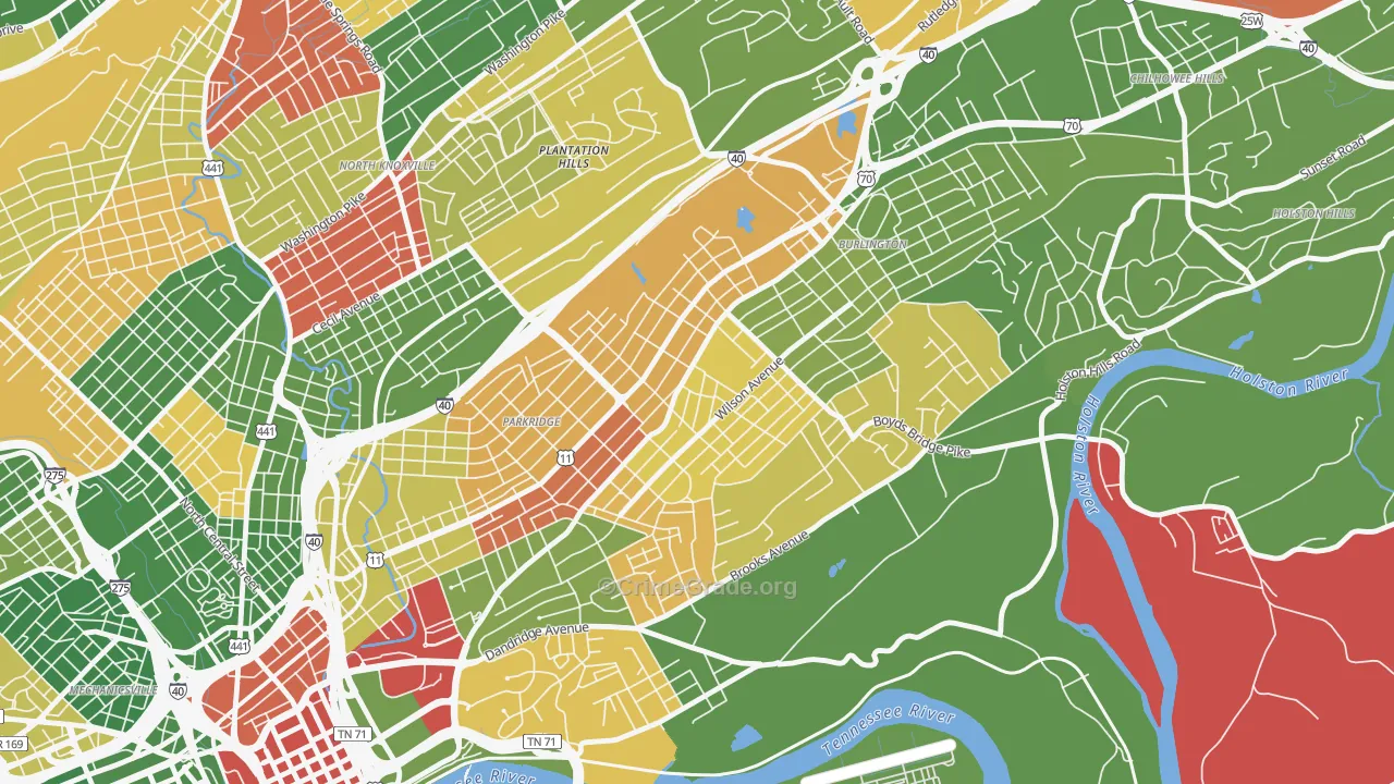 Park City, Knoxville, TN Map of Drug-Related Crime Rates