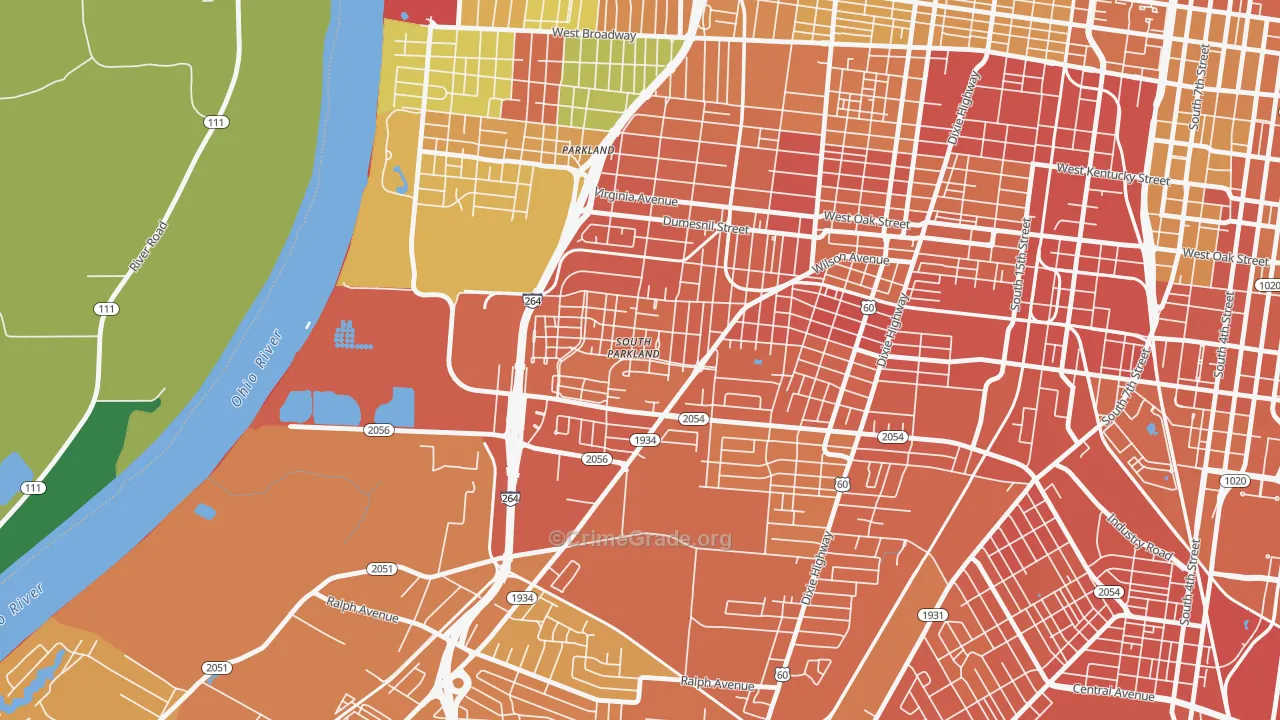 Park Duvalle, Louisville, KY Map of Drug-Related Crime Rates