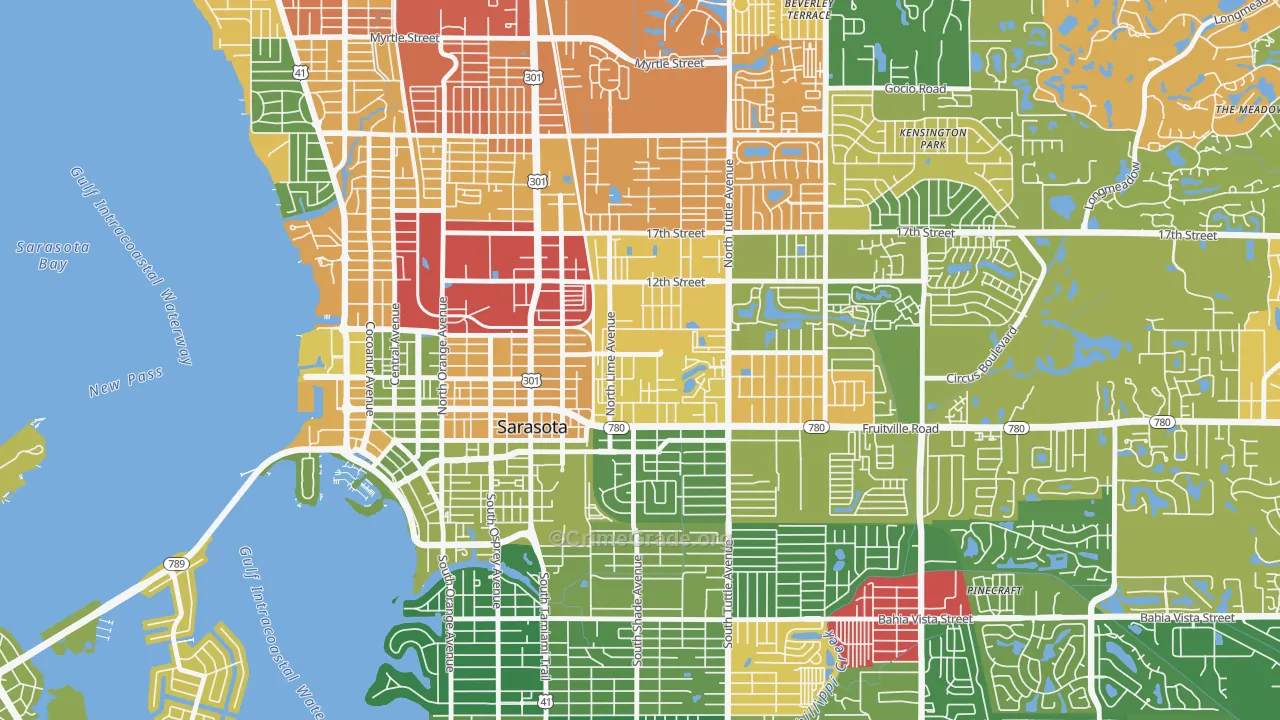 Park East, Sarasota, FL Map of Drug-Related Crime Rates